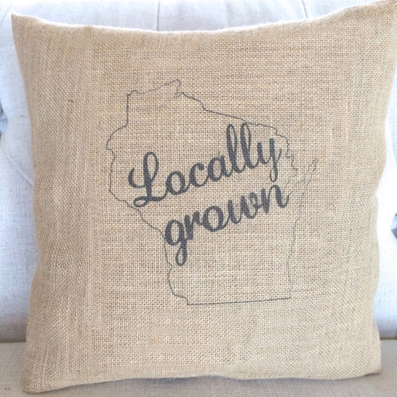Locally Grown Baby Burlap Pillow Cover Shabby Chic Nursery