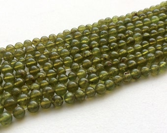 WHOLESALE 5 Strands Vessonite Beads, Plain Green Vessonite Round Beads, Vessonite Necklace, 4.5-5mm Beads - RAMA151
