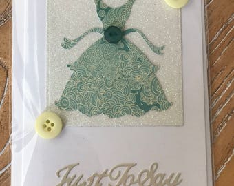 Party Dress Greetings Card with Buttons