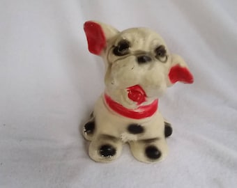 Vintage Chalkware/Plaster French Bulldog Boston Terrier Dog Doorstop Paperweight Garden Decor