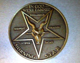 Lucifer Moloch variety, solid bronze coin, high detailed laser cut mold process