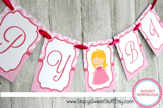 Sleeping Beauty birthday banner DIY Printable INSTANT