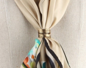 Natural Wave Scarf ring antique gold antique silver color Scarf holder Elegant Scarf Pin beautiful pouch box gift packed Flora Koh