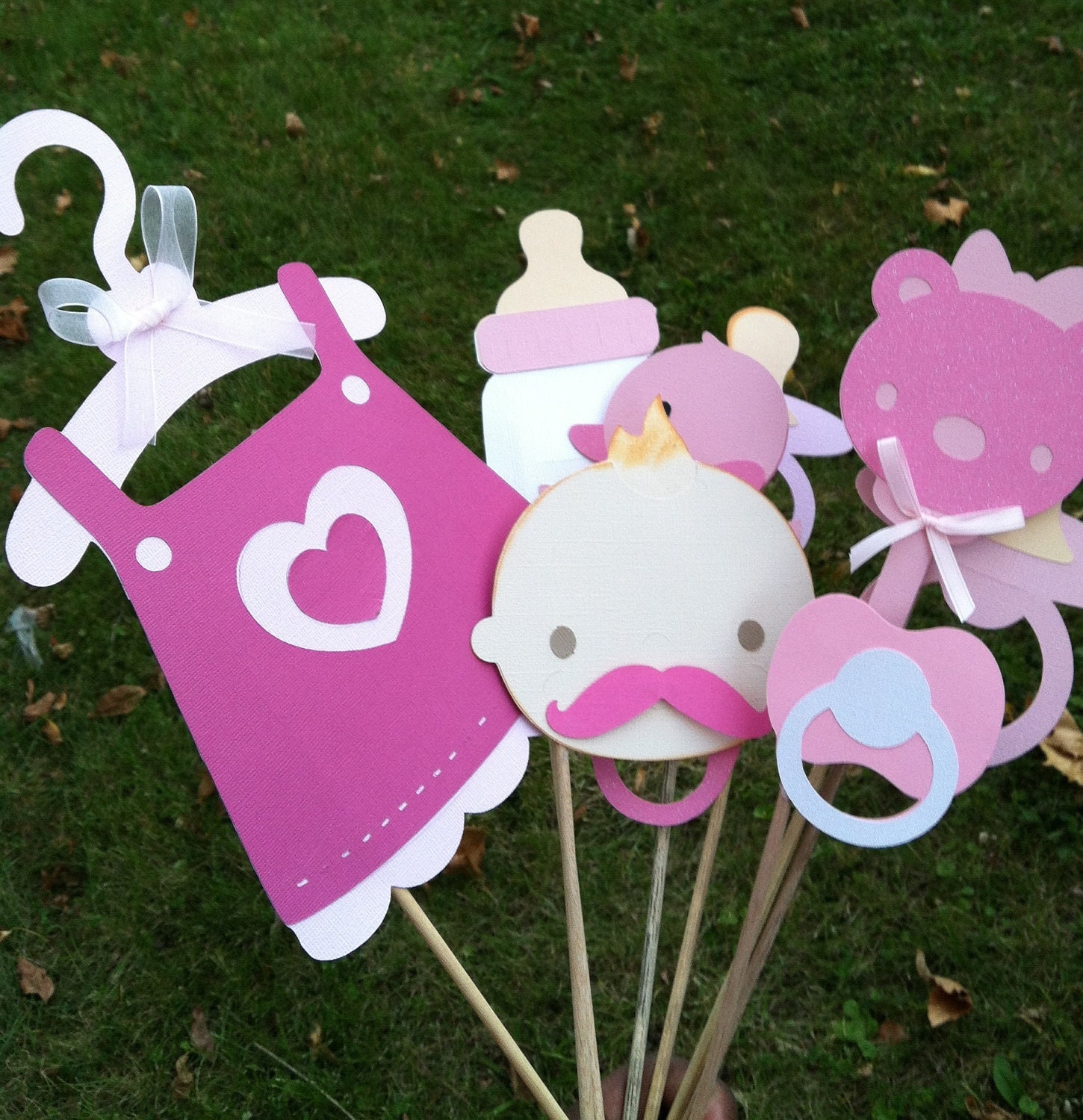 PINK PHOTO BOOTH props for baby showers baby girl pink photo