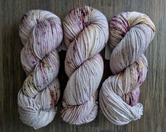 Hand Dyed Yarn - 'The Loving Path' - Superwash Merino Nylon Fingering Sock Yarn silver purple brown speckles 420 yards