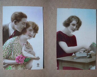 9 Romantic postcards. Twenties