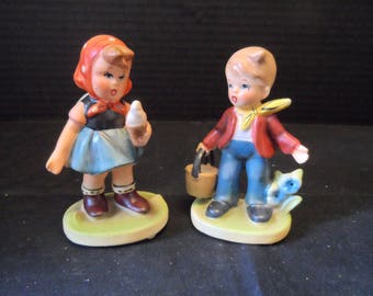 Vintage 1950s Napcoware figurine C7199 Girl with Ice Cream Cone and Napcoware C7364 Boy With Bucket Figurine 1538
