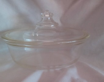 Vintage Pyrex Clear Oval Casserole Dish with Lid; #193-197