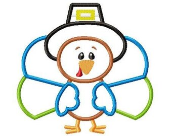 Turkey Boy Machine Embroidery Applique Design