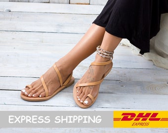 SYROS Greek sandals, strappy sandals, leather sandals, Greek leather sandals, flat sandals