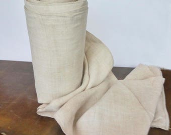 Antique hemp fabric Homespun cloth Grain sack fabric Thin linen Organic handwoven canvas Primitive ethnic fabric Off white Old hemp material
