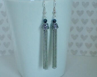 Long Chain Tassel Earrings