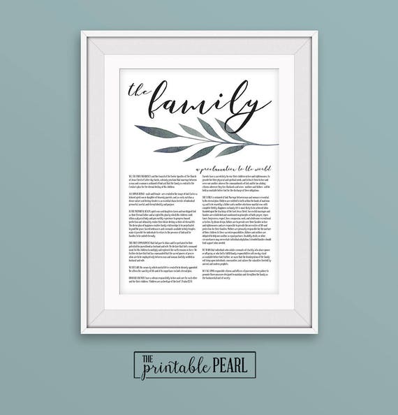 LDS Family Proclamation Printable 11x14 Contemporary