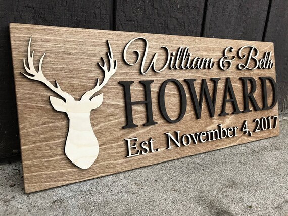 Personalized Cabin Sign Custom Wood Rustic Decor Man Cave Established Camper Lake House Deer Plaque Personalized Cabin Sign Custom Wood Rustic Decor Man Cave Established Camper Lake House Deer Plaque