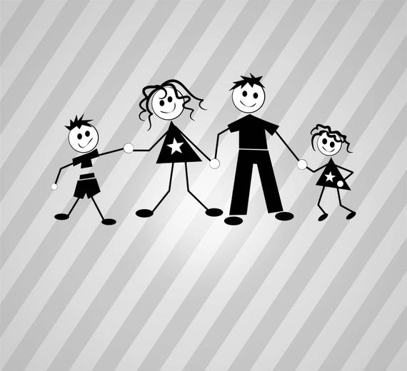 Download Stick Figure Family 3 Svg Dxf Eps Silhouette Rld RDWorks Pdf