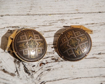 Cuff buttons Brass blackened-handmade 70s