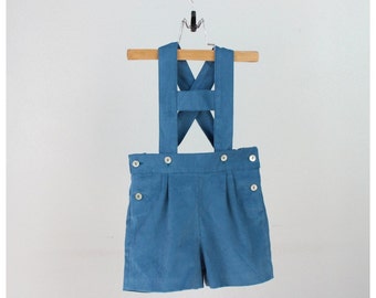 Boys Shorts - Teal corduroy short overalls - Shortalls with H bar suspenders - Other colors available