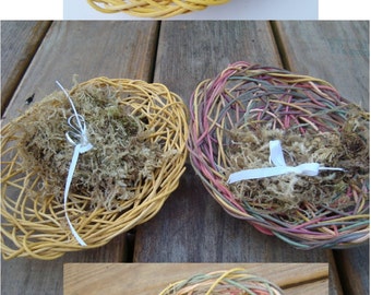 Ready to Ship, Ring Bearer Birds Nest, Rainbow, Colored Basket, Random Weave, Colorful, Mossy Basket