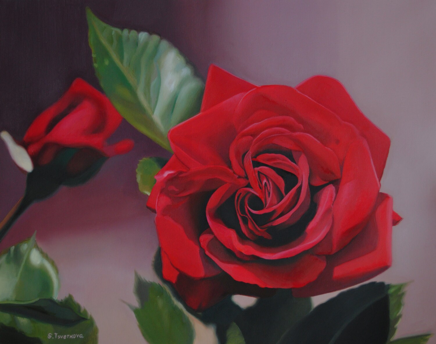 Rose painting Flower painting Red rose Acrylic painting