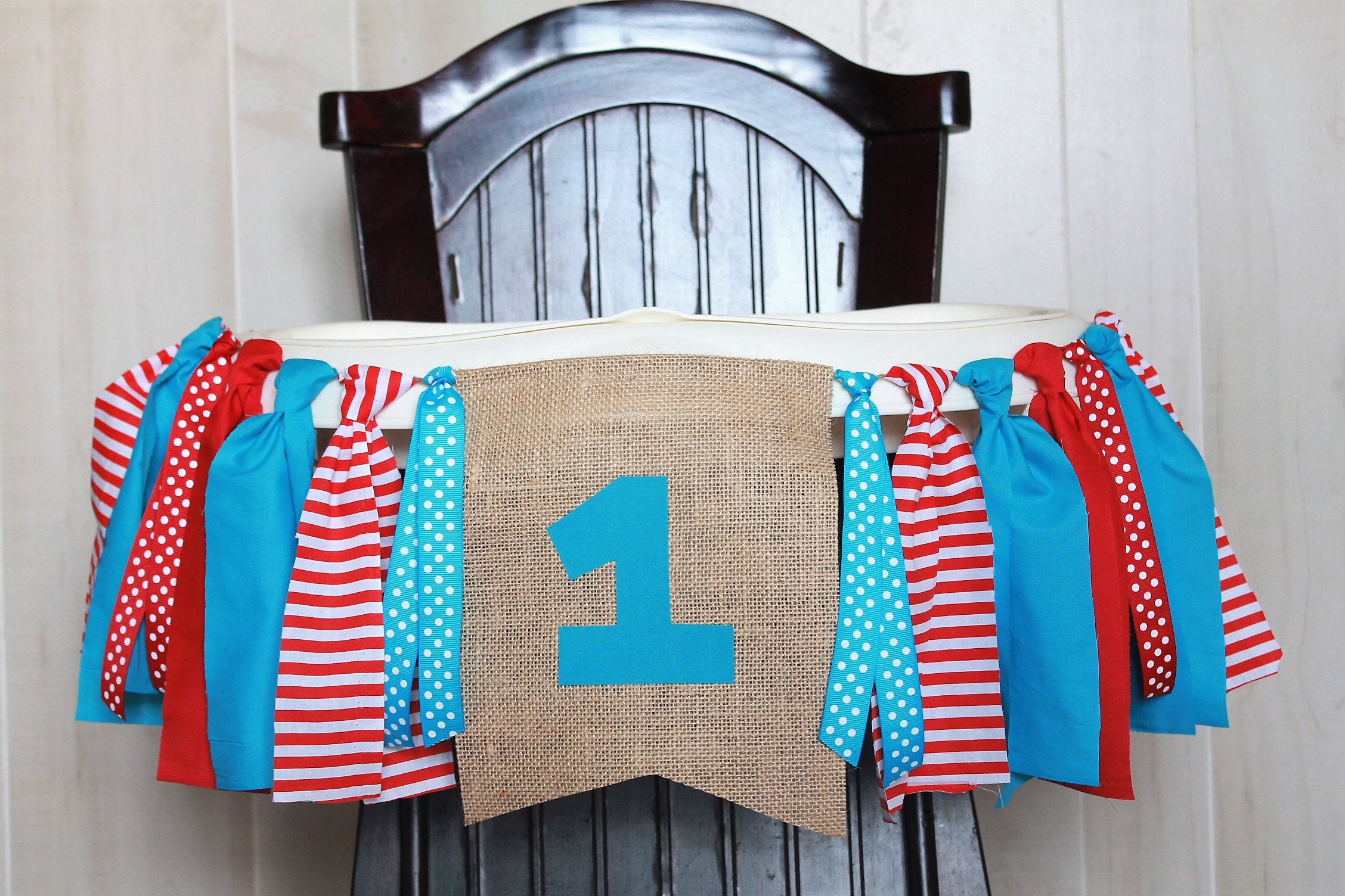 Blue and Red Birthday Garland High Chair Garland High Chair