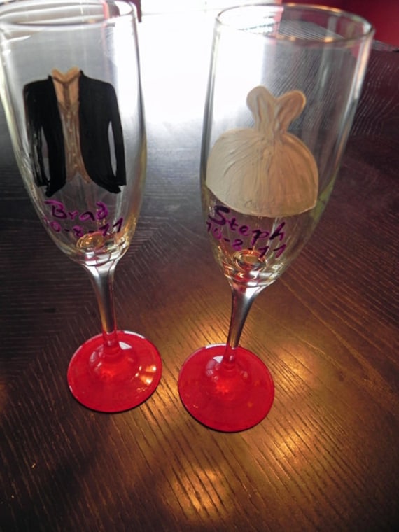 Bride and Groom Champagne Flute Set