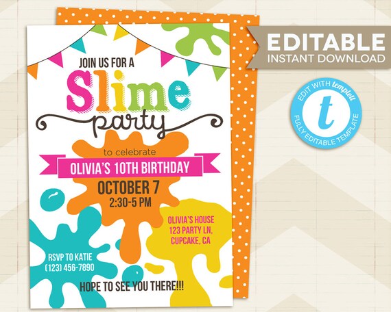 Slime Party Invitations 8