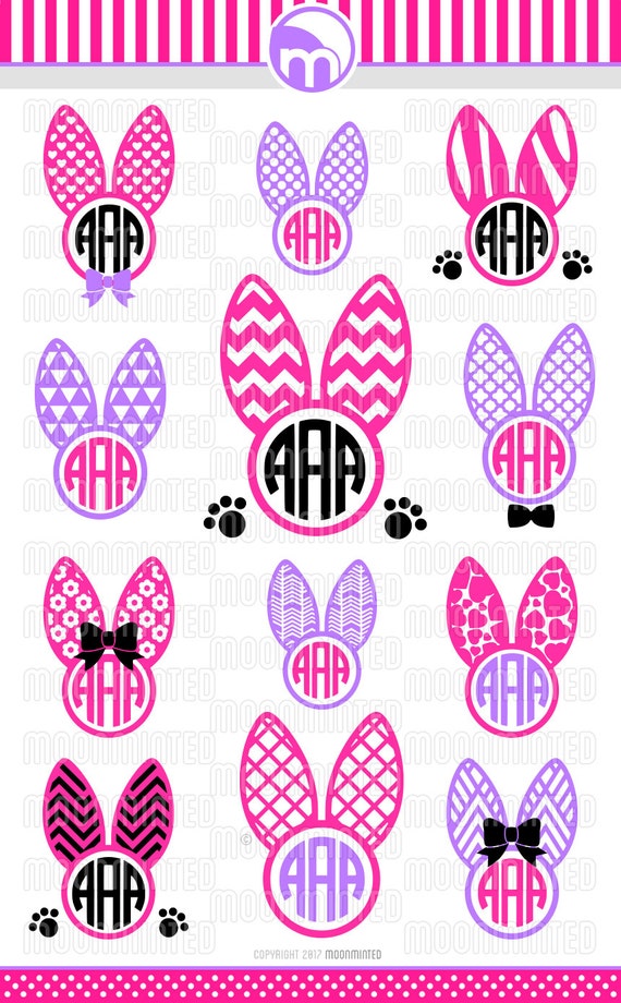 Download Easter Bunny Ears SVG Cut Files Monogram Frames for Vinyl