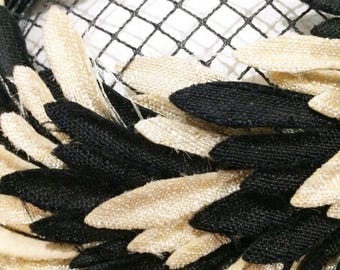 Black and cream vintage fascinator