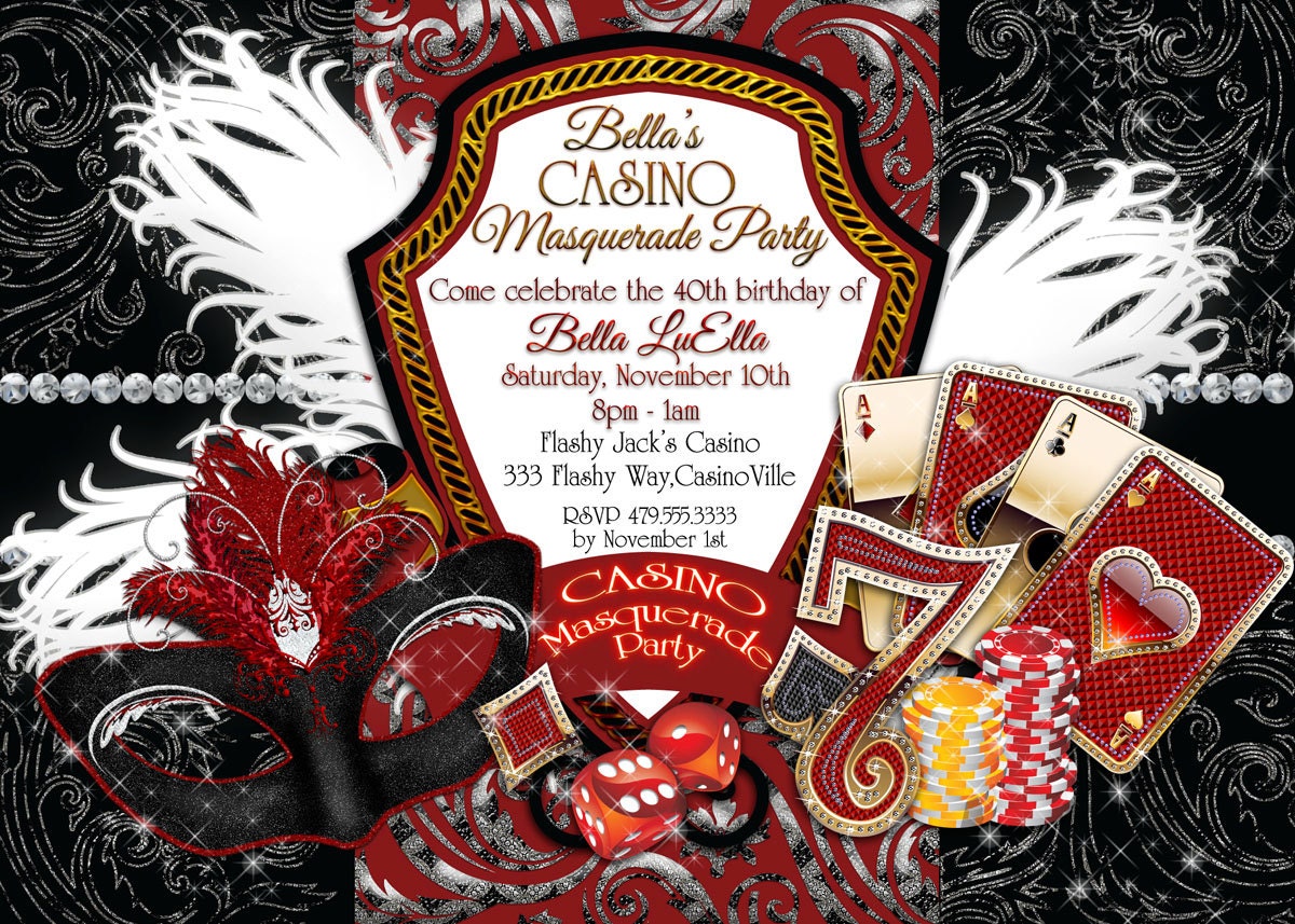 casino theme invitation template