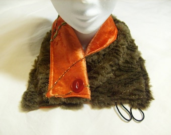 Panne velvet and faux fur neck scarf