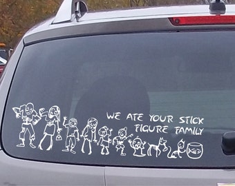 6 inch Zombie Stick Firgure Family Die Cut Vinyl Decal Sticker
