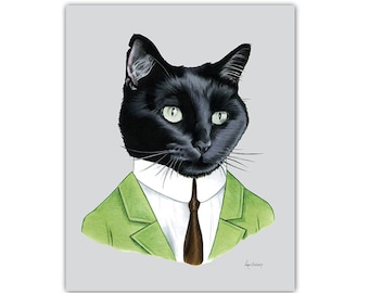 Black Cat Gentleman art print by Ryan Berkley 5x7