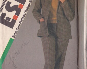 Simplicity 6637 CLEARANCE Vintage Pattern Womens Dress Pants and Unlined Jacket Size 10,12,14 UNCUT
