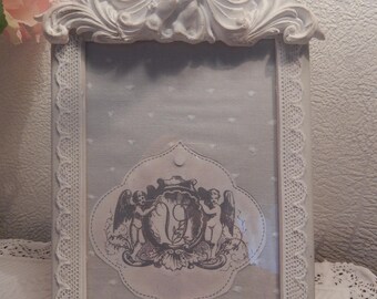 frame is wooden decor plaster Cherub picture hardens