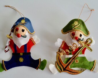 Vintage Pirate Christmas Ornaments Set of Two Pirates Fun Christmas Decorations