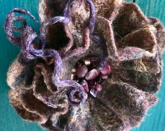 Felt Flower Brooch, Felt Brooch, Flower Brooch, Felted Flower Pin, Felted Wool Brooch, Gift for Women, Fashion Wearable Art, Mother's Day