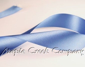 5 yards Smoke Blue Double Face Satin Ribbon, 5 Widths Available: 1-1/2", 7/8", 5/8", 3/8", 1/4"