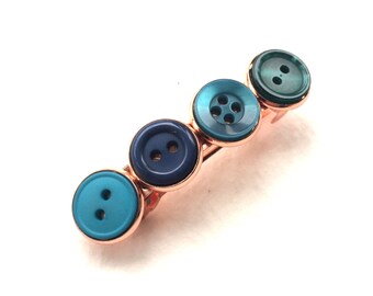 Bluegreen Vintage Button Barrette