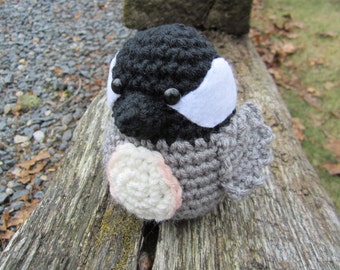 Crochet Chickadee, Crochet Bird, Stuffed Baby Bird, Amigurumi Chickadee, Stuffed Toy Chickadee by CROriginals