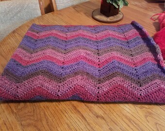 Crocheted acrylic/wool blanket