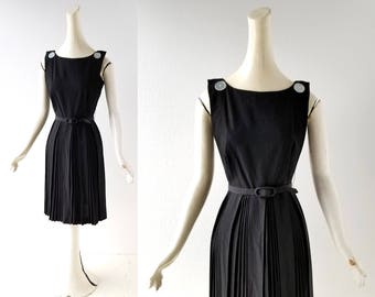 1950s Black Dress | Jumper Dress | 50s Dress | XXS