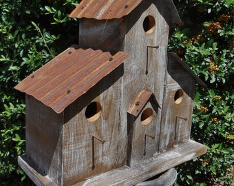 Rustic Ranch Birdhouse, Cabin birdhouse, Western birdhouse, antique ceiling tiles, Old birdhouse, Antique style birdhouse, Barn Bird House
