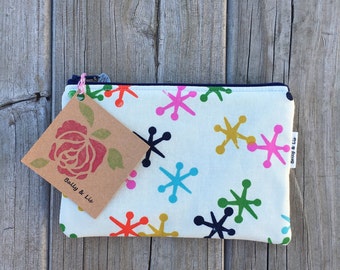 Jacks Small Cosmetic Bag, Small Pouch, Makeup Bag, Small Pouch Purse, Small Cosmetic Pouch, Zipper Pouch, Makeup Pouch