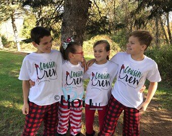 christmas pajamas; pajamas for family; family matching; Cousin; cousin shirts; cousin crew; COUSINS make the BEST FRIENDS;