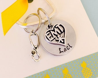 EMT Keychain, EMT Gift, Personalized keychain, Emergency Medical Technician Keychain, Emt Graduate, EMT Gift