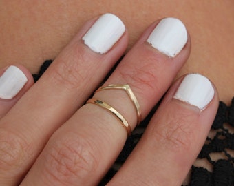 Gold knuckle rings, stacking rings - midi ring, Gold rings, stacking rings