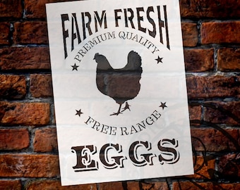 Farm Fresh Eggs, Chicken Stencil by StudioR12 | Reusable Mylar Template -Paint - Wood Signs, Wall Decor, Modern Farmhouse - SELECT SIZE