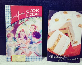 Antique 1930's Cookbooks, Aunt Jane's Cookbook, Calumet Book of Oven Triumphs