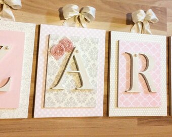 Nursery name letters, name letters, girls nursery ideas, pink nursery decor, baby name letters, baby girls shower gift, girls nursery decor