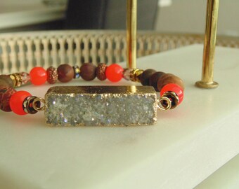 Druzy bracelet with Picasso beads